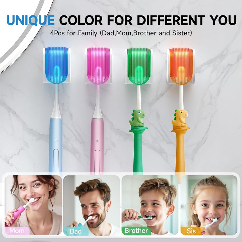 EKOTTOK Toothbrush Holders for Bathrooms【Upgrade Single Slot Design】 Toothbrush Holder Wall Mounted with Cover Moisture-Proof and Dust-Proof Toothbrush Storage Organizer for Shower Family and Travel 4PCS - Image 2